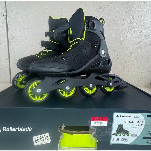 Rollerblade Zetrablade Elite Inline Skates Men’s Size 10 Black Lime- USED FAIR - Picture 1 of 9